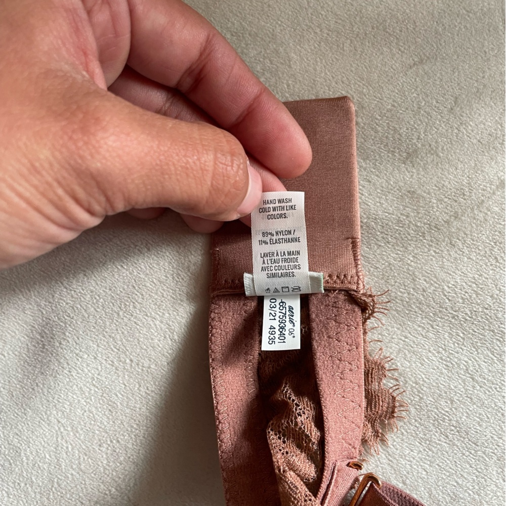 Aerie Real Power Wireless Push Up Eyelash Lace Bra - Dusty Rose - Picture 8 of 8